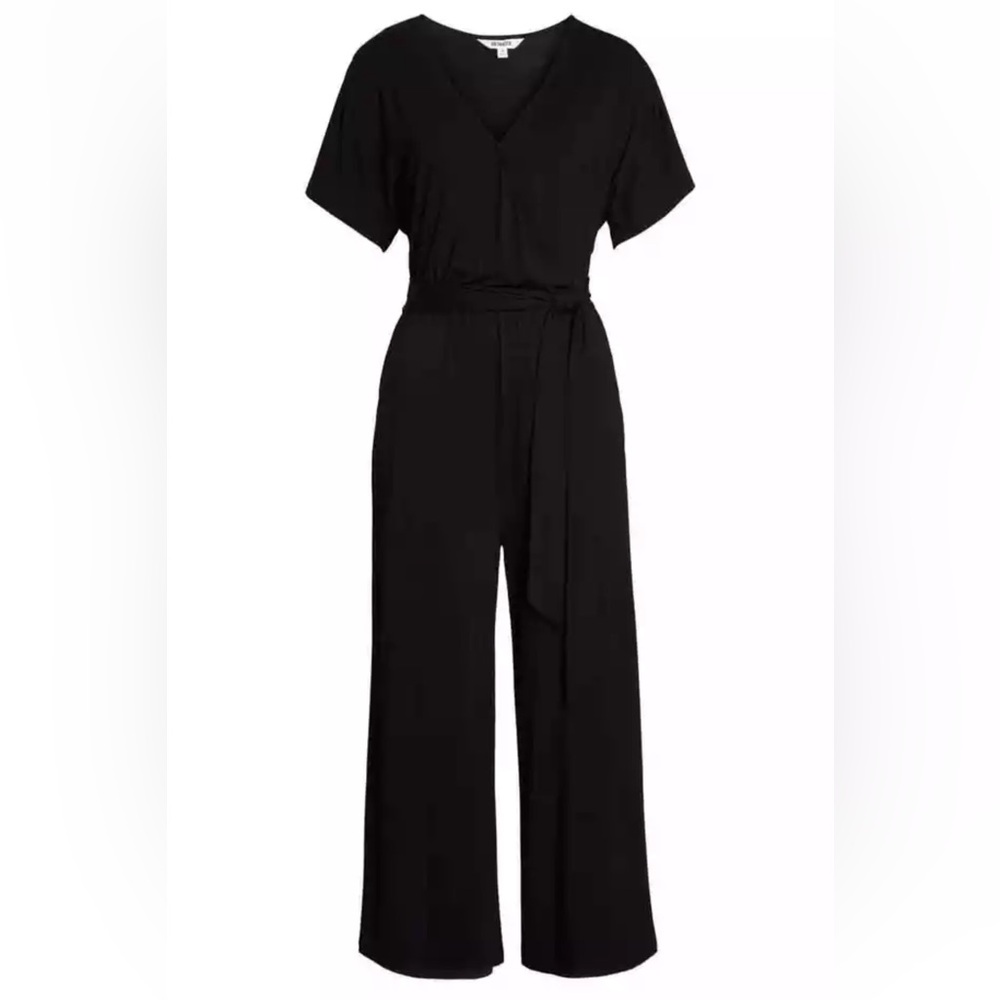 BB DAKOTA WRAP FRONT CROP BLACK JUMPSUIT Full length Pant Size L